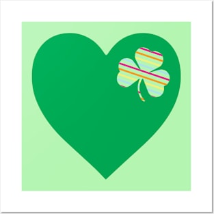 St. Patrick's Day Cute Rainbow Shamrock Heart Posters and Art